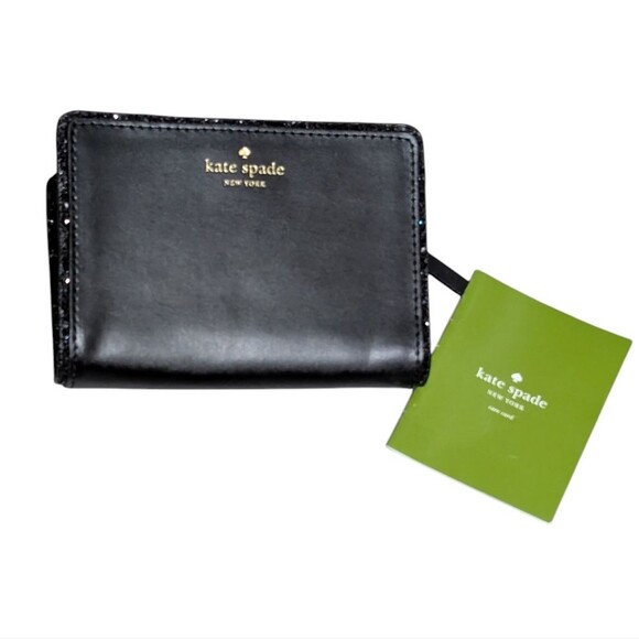 kate spade Handbags - Kate Spade NY Wallet black Tellie leather glitter organizer billfold Tab close